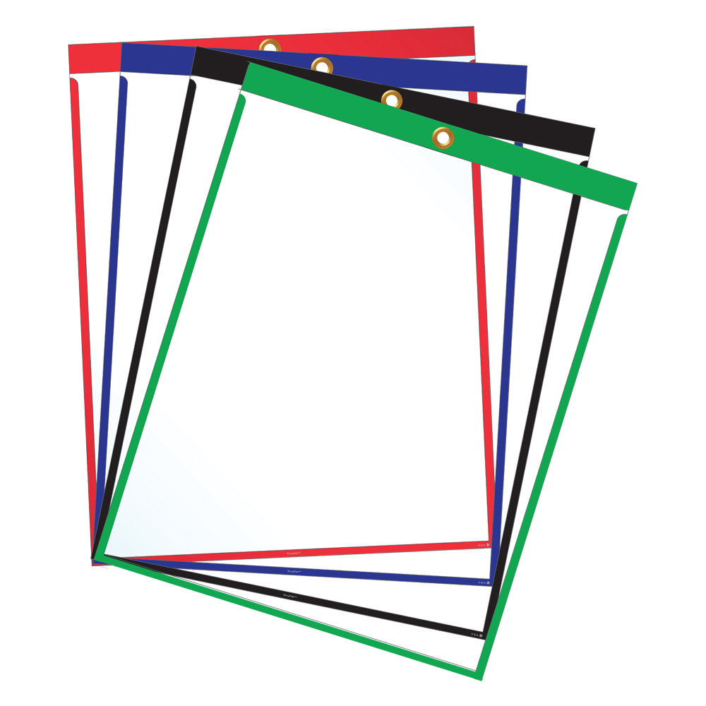 A group of assorted work order sleeves and job ticket holders